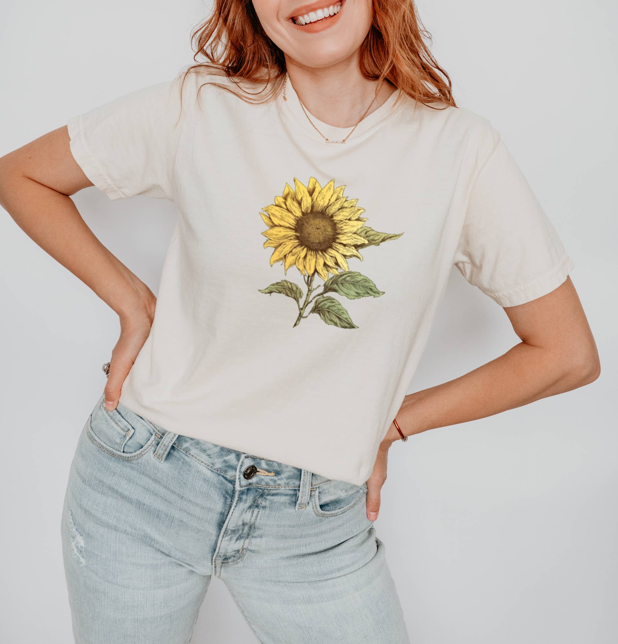 Vintage Sunflower Tshirt For Women Soft Comfort Colors Hoodie, Sweatshirt | PodWearCo.com