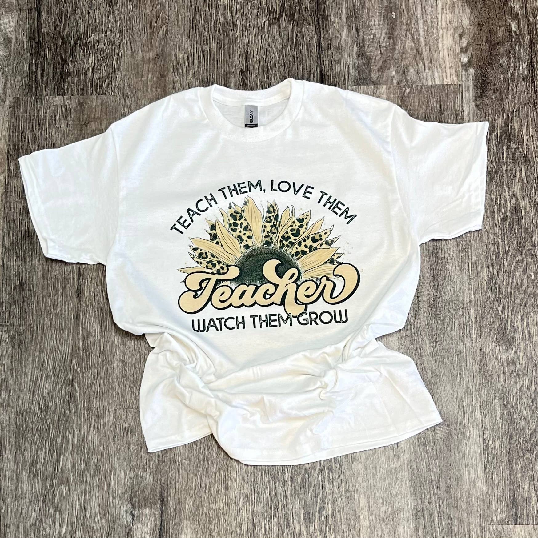 Teach Them Love Them Teacher Sunflower On White Tee Hoodie, Sweatshirt | PodWearCo.com