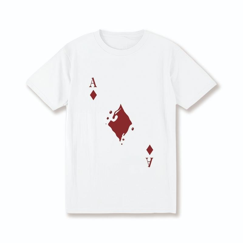 [100% Cotton] Men'S  Crew Neck T-Shirt With Bold Spade Ace Graphic Print - Regular Fit, Stretch Knit Fabric, White Casual...