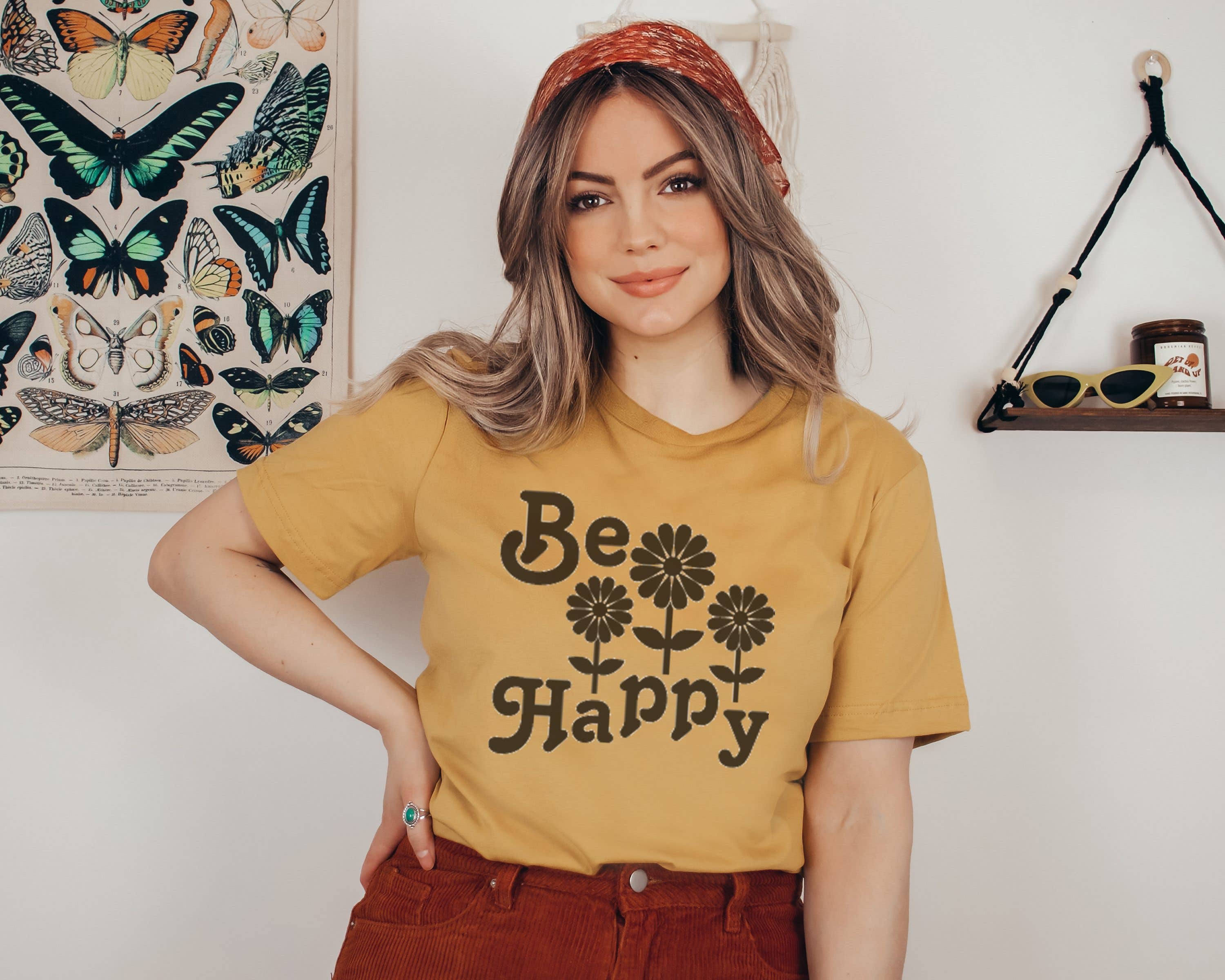 Sunflower Bee Happy | Be Happy Shirt Hoodie, Sweatshirt | PodWearCo.com