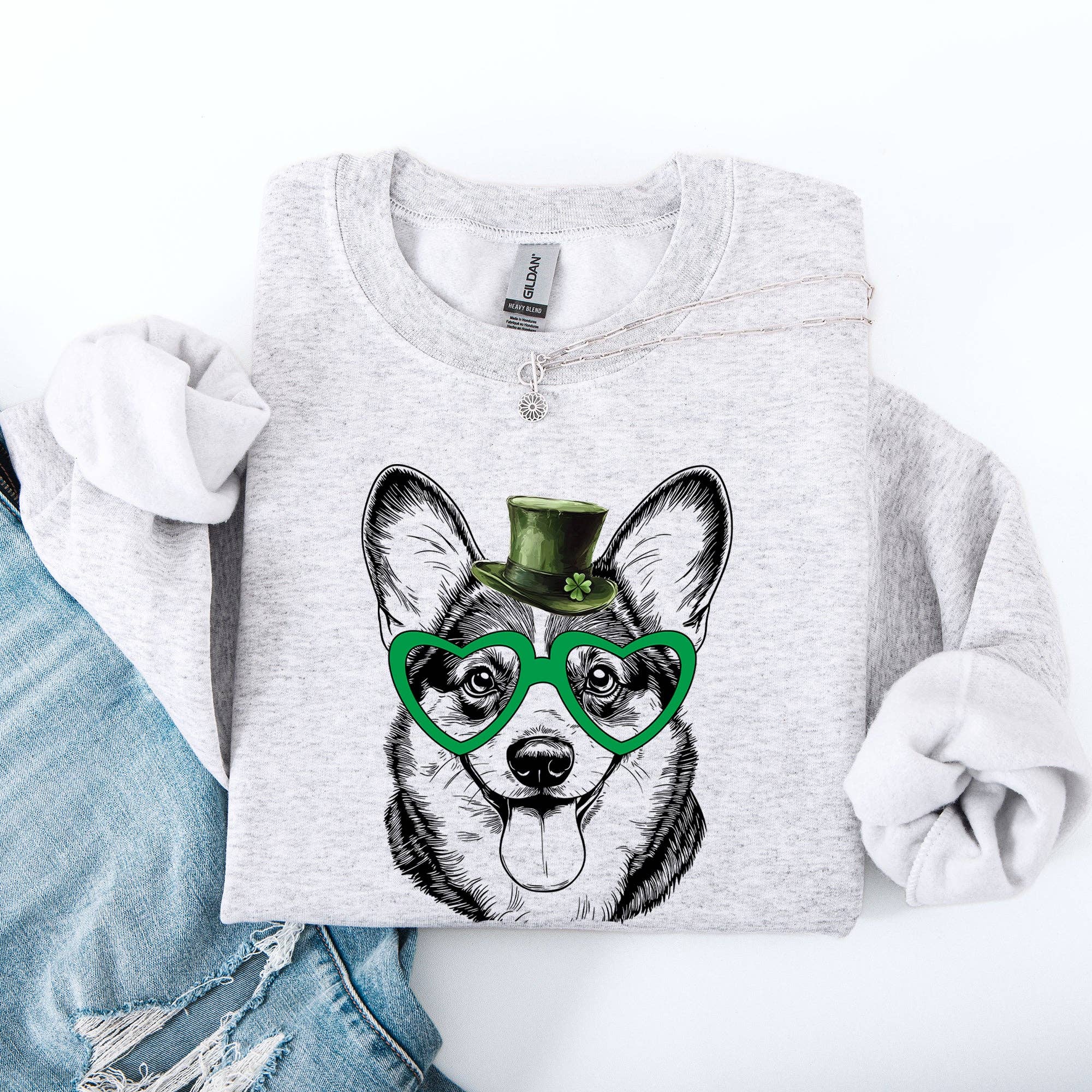 Corgi, Adorable Dog, St Patrick's Day Lucky Irish Sweatshirt T-Shirts, Hoodie | PodWearCo.com