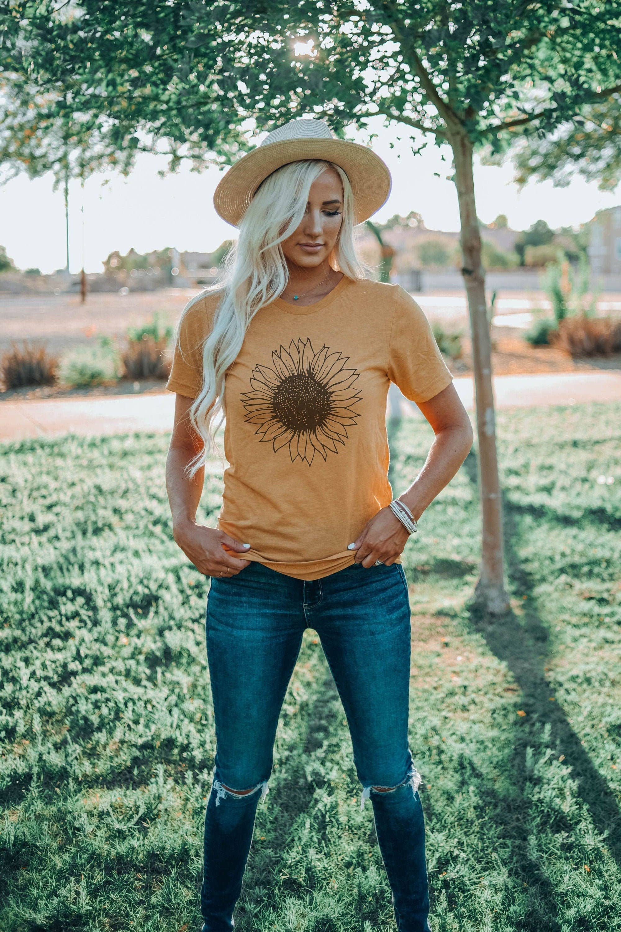 Sunflower #1 Silhouette Tee | Botanical Tshirt Hoodie, Sweatshirt | PodWearCo.com