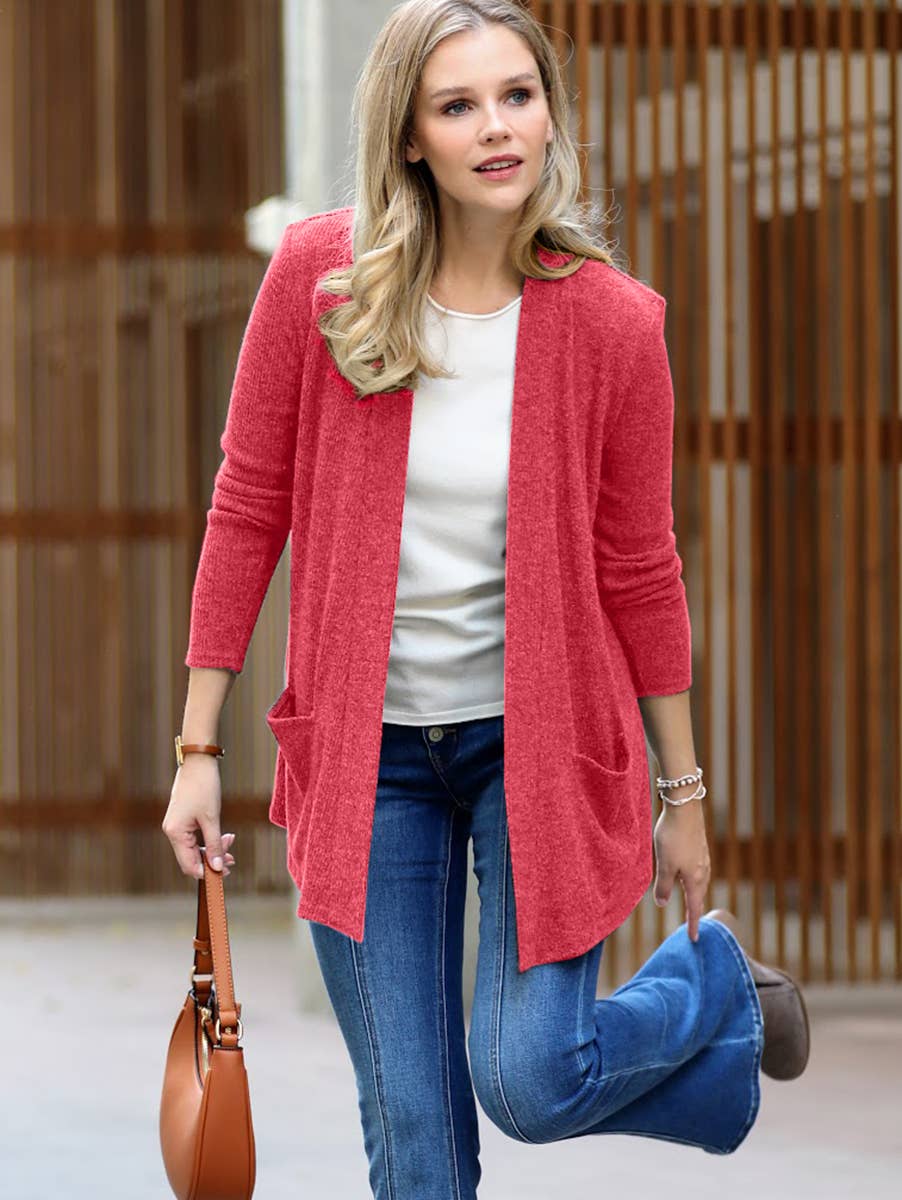 ",.....Heather Ribbed Sweater Open Front Two Pockets Cardi T-Shirts, Hoodie, Sweatshirt | PodWearCo.com