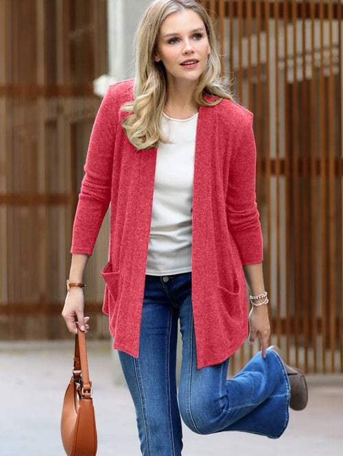 ",.....Heather Ribbed Sweater Open Front Two Pockets Cardi T-Shirts, Hoodie, Sweatshirt | PodWearCo.com