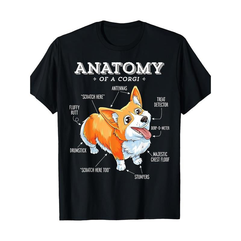 Anatomy Of A Corgi Funny Dog Lovers 220g 100% Cotton T-Shirt made in usa Hoodie, Sweatshirt | PodWearCo.com