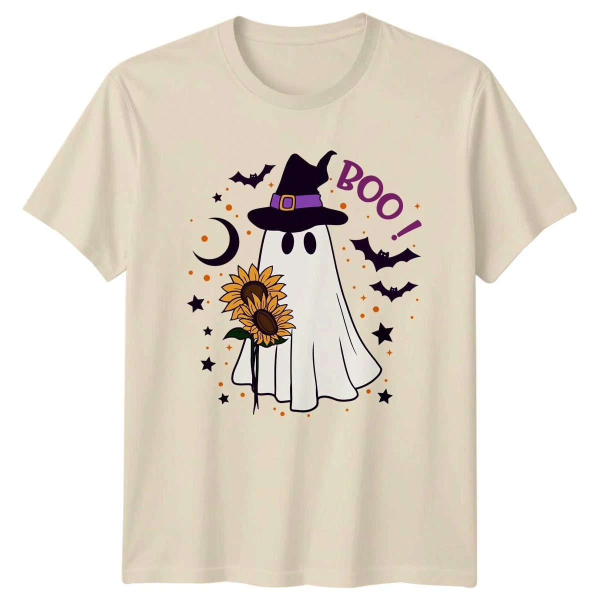 BOO! T-Shirt Cute Ghost Sunflower Halloween Gift For Him And Her