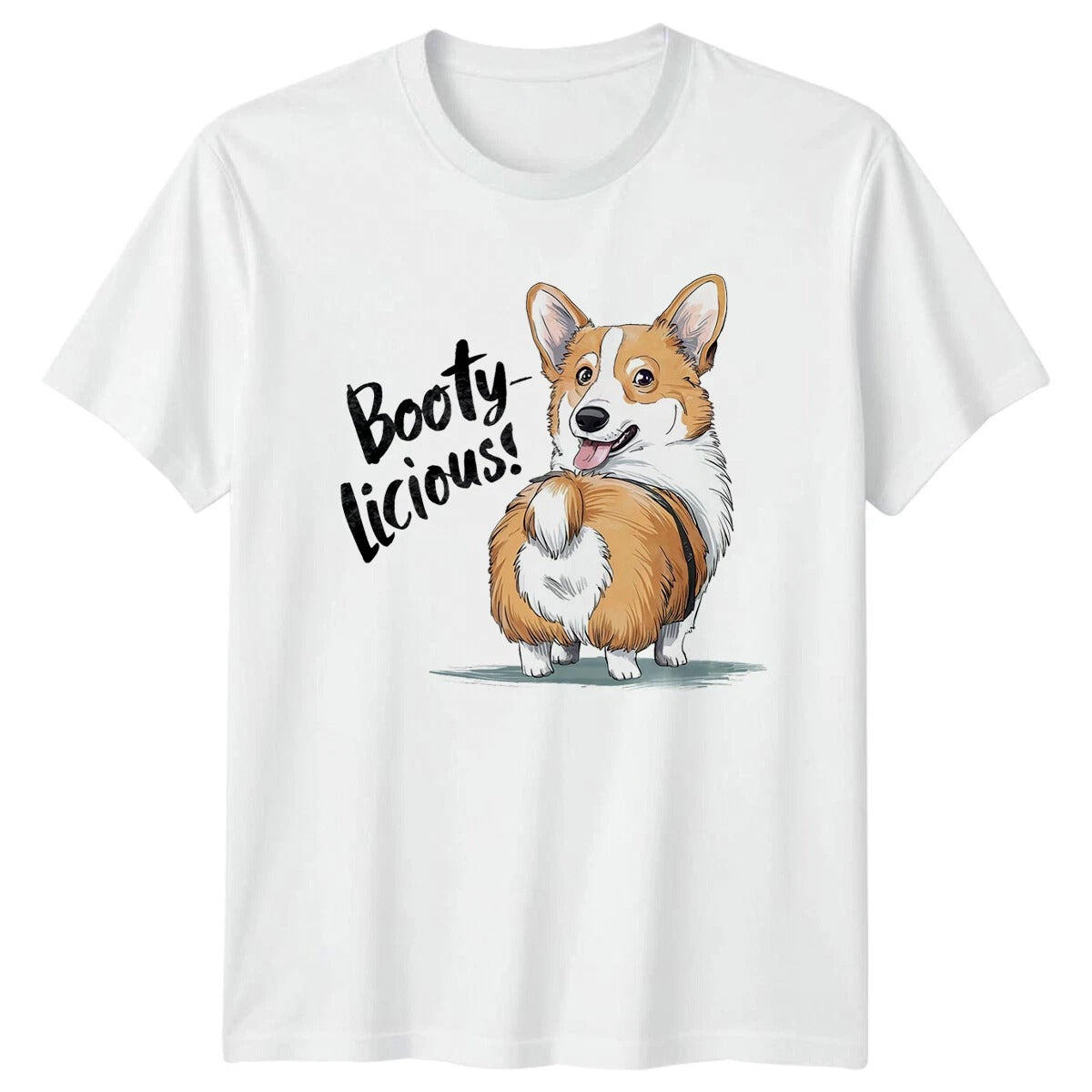 Booty-licious Corgi Dog Funny Animal Pun Graphic T-Shirt