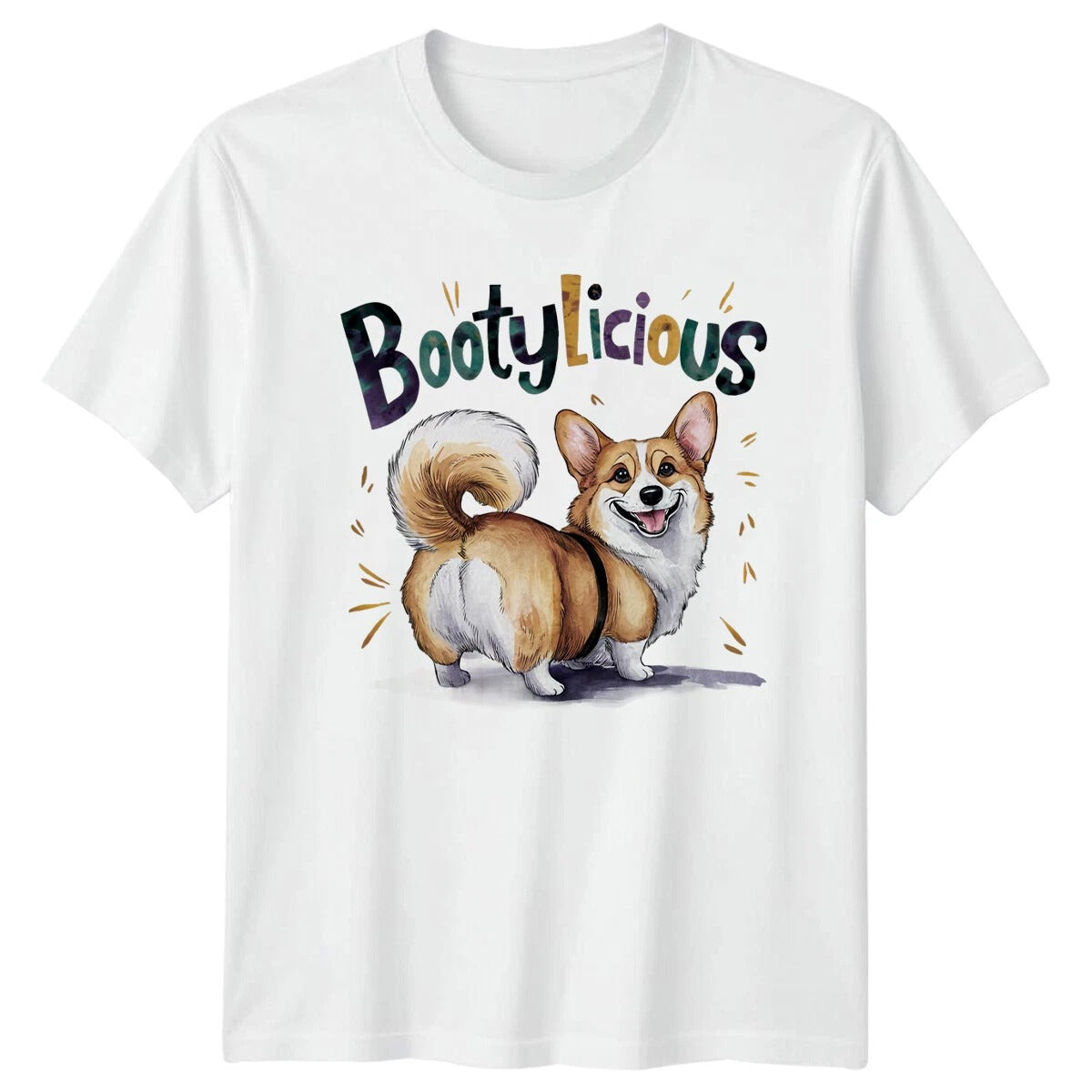 Bootylicious Corgi Dog T-Shirt Cute Animal Pun Graphic Tee