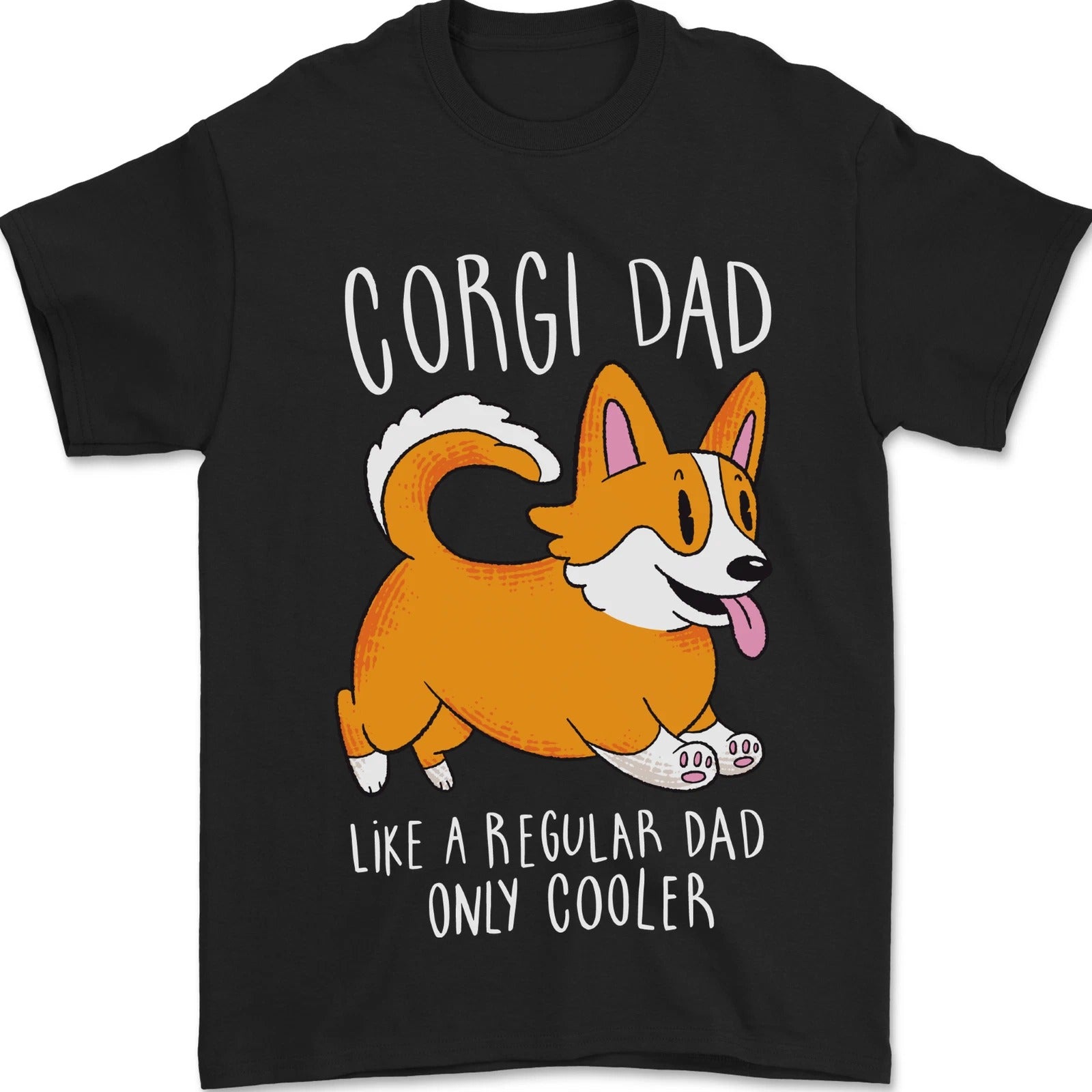 Corgi Dad Funny Fathers Day Dog Mens T-Shirt 100% Cotton