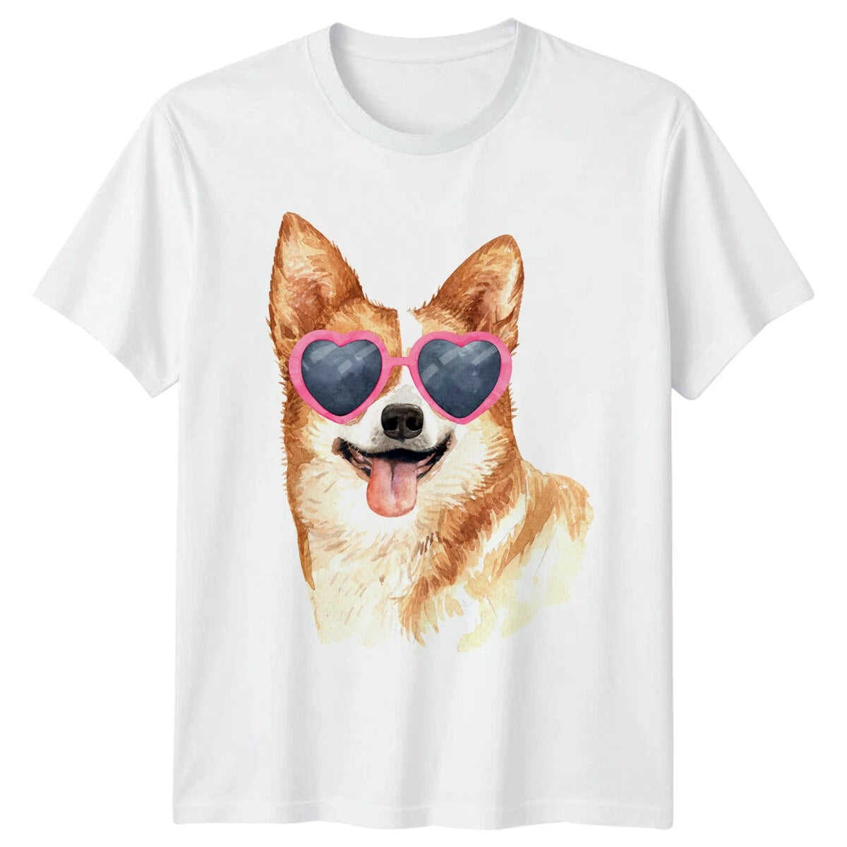 Corgi Dog Heart Sunglasses Mens T-Shirt Cute Puppy Tee