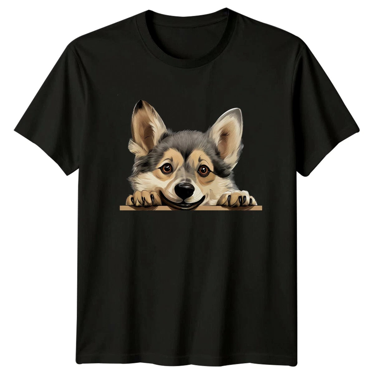 Cute Corgi Peeking Dog T-Shirt, Adorable Puppy Tee