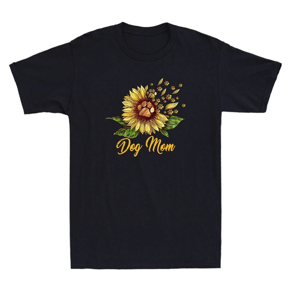 Dog Mom Sunflowers Dog Lover For Mother's Day Retro Unisex Short Sleeve T-Shirt