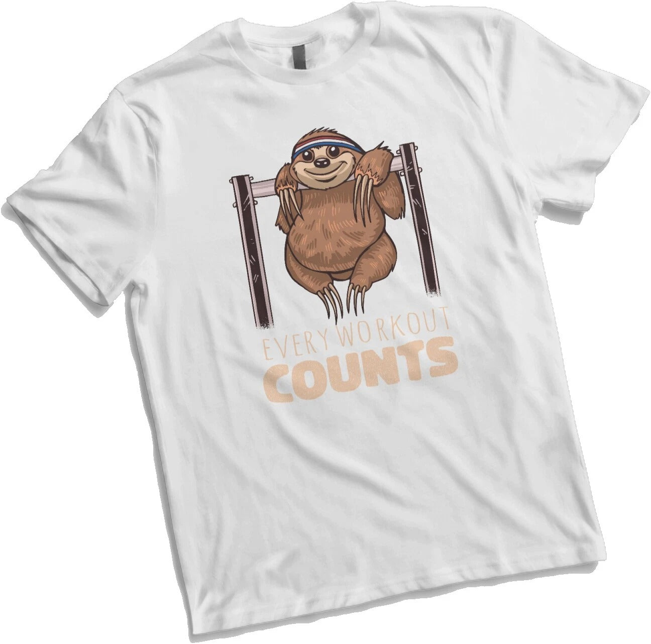 Funny Mens T Shirt Sloth Workout Print Regular Fit 100% Cotton Tee