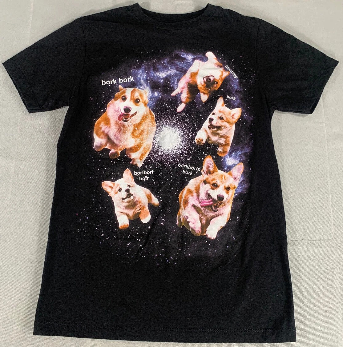 Hot Topic Black Matter Space Corgi Shirt Small Doge Meme Vaporwave Aesthetic Tee