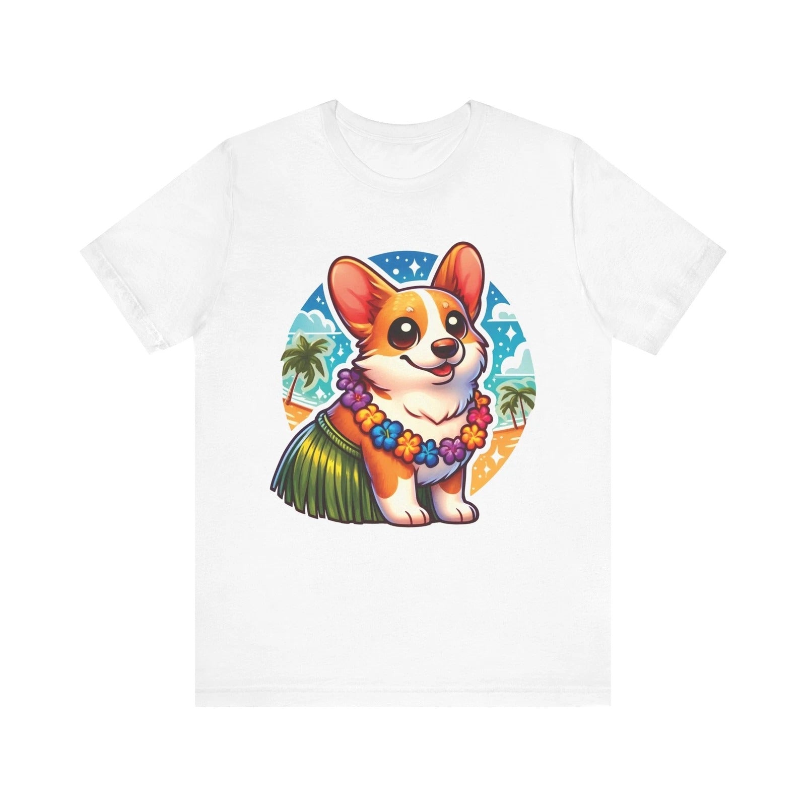 Kawaii Hawaiian Corgi Hula Dog Cute Aesthetic Beach Summer Cartoon Shirt T-Shirt