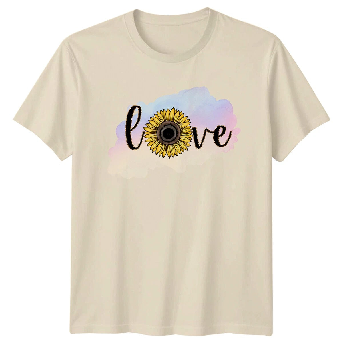 Love Sunflower Graphic Nature T-Shirt, Floral Cute Women's T-Shirt