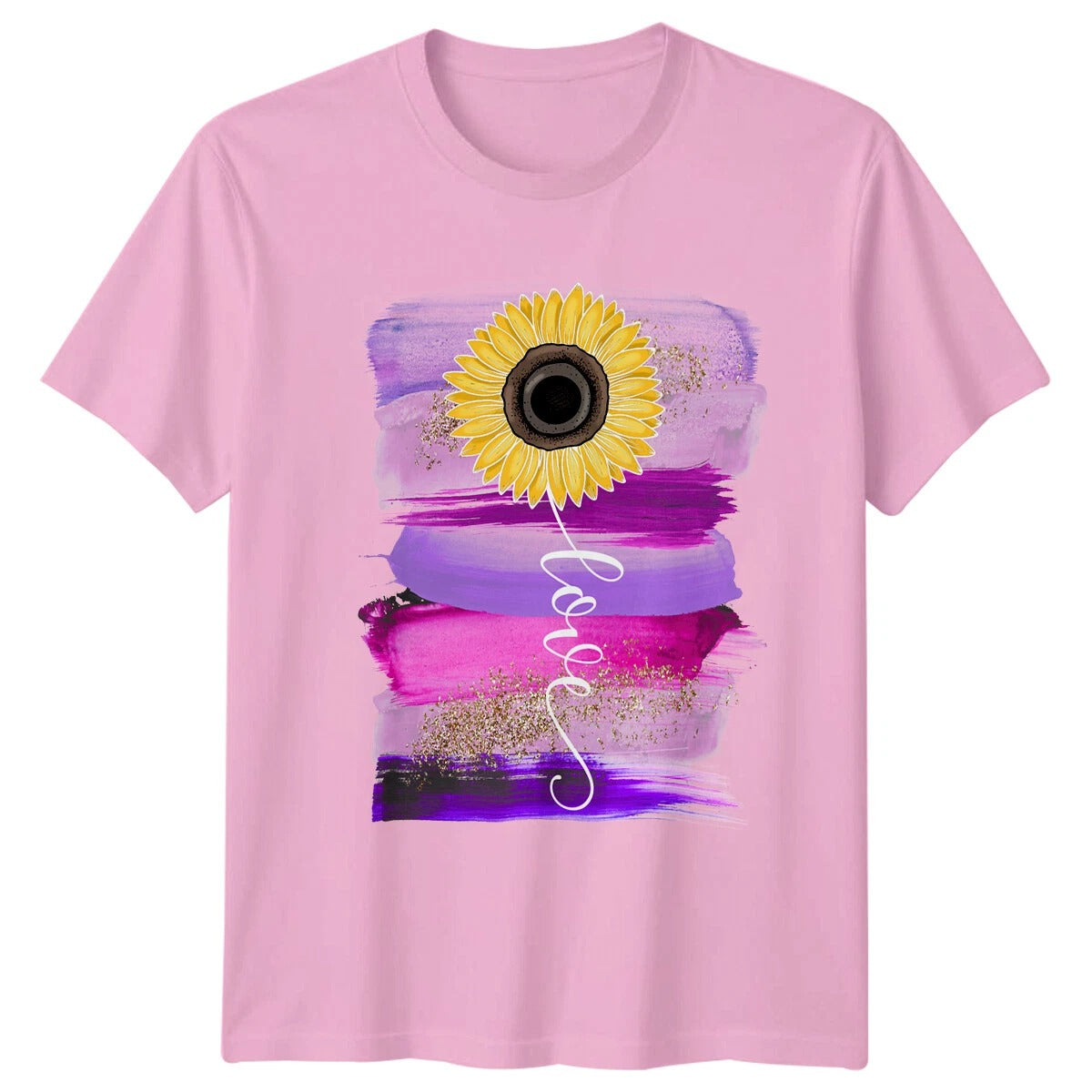 Love Sunflower Watercolor Floral Art T-Shirt Nature Womens Mens