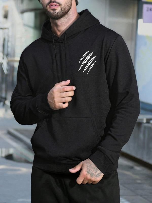 Men's Spring & Fall Thin Cartoon Print Hoodie, Casual Fitted Long Sleeve Pocket Sweatshirt, Ideal for Work Outdoors Golf...