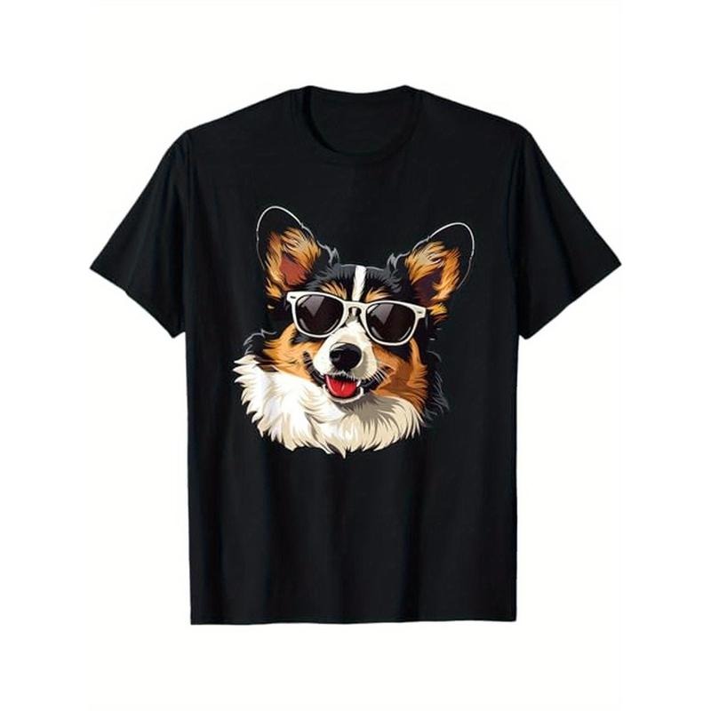 Men's cotton casual T-shirt Cardigan Welsh Corgi Dog Sunglasses T-Shirt made in usa Hoodie, Sweatshirt | PodWearCo.com