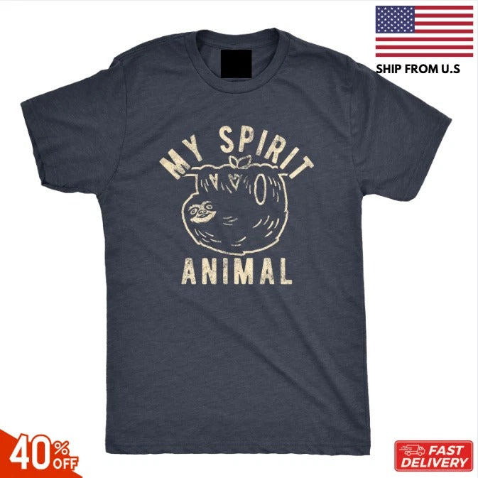 Mens My Spirit Animal: Sloth T Shirt Funny Lazy Slow Sarcastic Graphic Novelty !