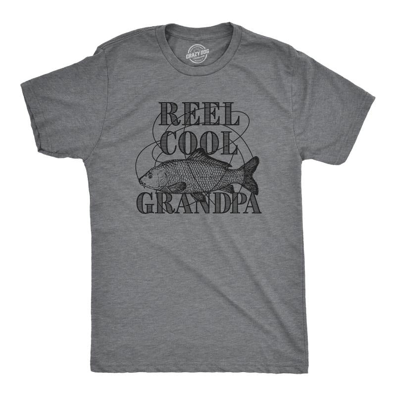 Mens Reel Cool Grandpa T shirt Funny Graphic Novelty Fishing Tee For Fathers Day Mens Funny T Shirts Cool Tees Soft...