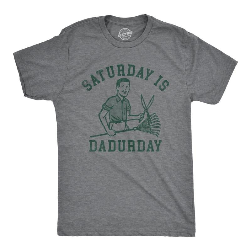 Mens Saturday Is Dadurday T Shirt Funny Housework Yard Lawn Care Dad Joke Tee for Guys Mens Funny T Shirts Cool Tees Soft...