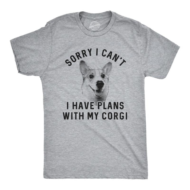 Mens Sorry I Can't I Have Plans With My Corgi T Shirt Funny Pet Puppy Animal Lover Novelty Tee Mens Funny T Shirts Cool...