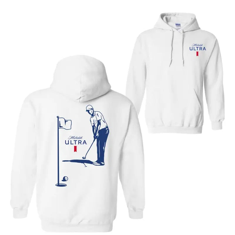 Michelob Ultra Golfing Hoodie Sweatshirt T-Shirt, 2 Side, Trendy Shirt | PodWearCo.com