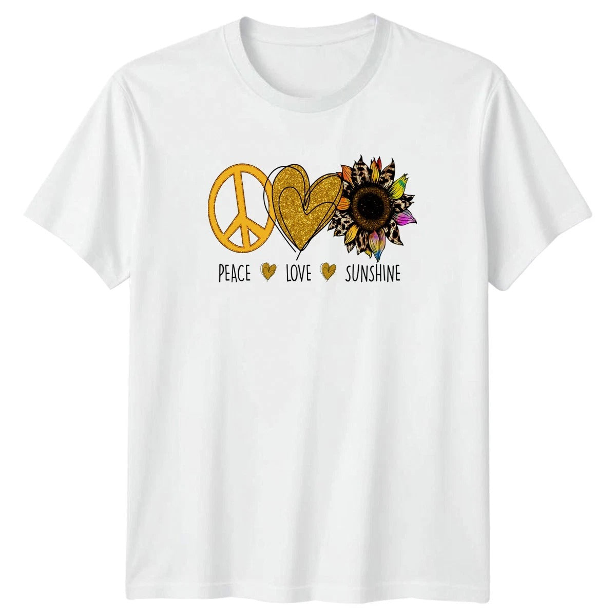 Peace Love Sunshine Womens T-Shirt Sunflower Lifestyle Birthday Gift For Her