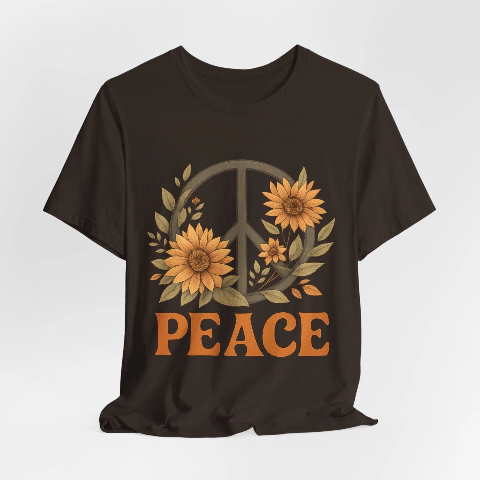 Peace Sunflower Graphic Tee, Unisex Short Sleeve Shirt, Boho Style Top