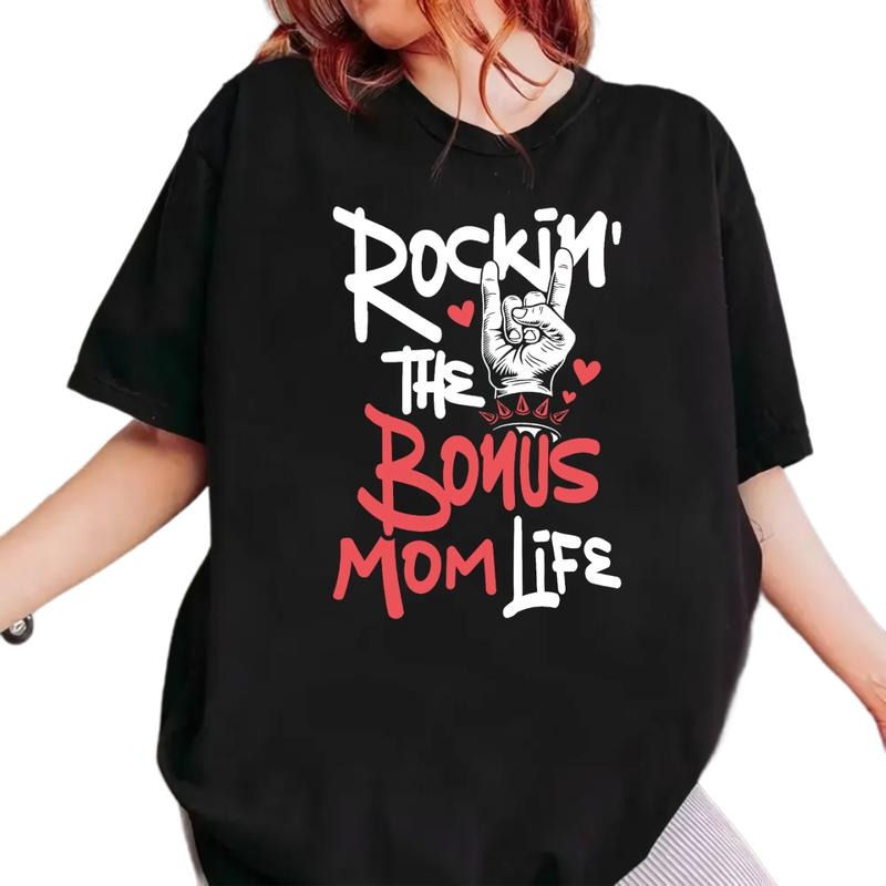 Rockin' The Bonus Mom Life Tshirt, Stepmom Shirt, Gift For Stepmother, Mothers Day Gift From Son Daughter, Wife Tee,...