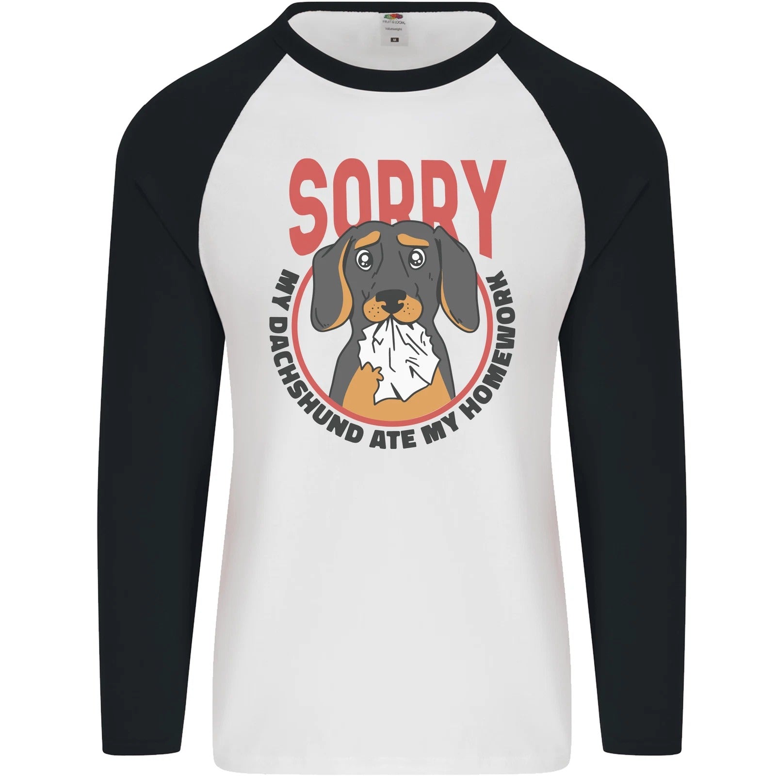 My Dachshund Ate My Homework Funny Dog Mens L/S Baseball T-Shirt