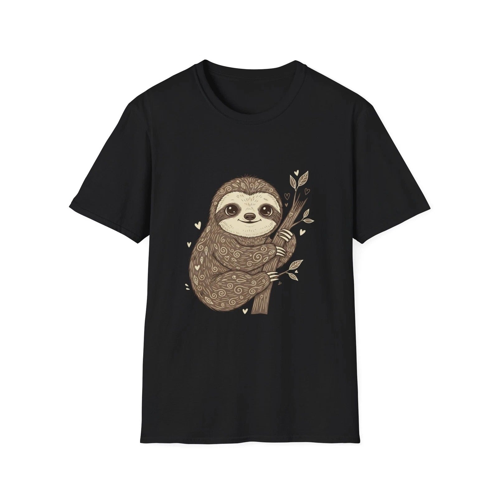 Sloth Cute Animal Vintage Black Tee Nature Lover Graphic T-Shirt