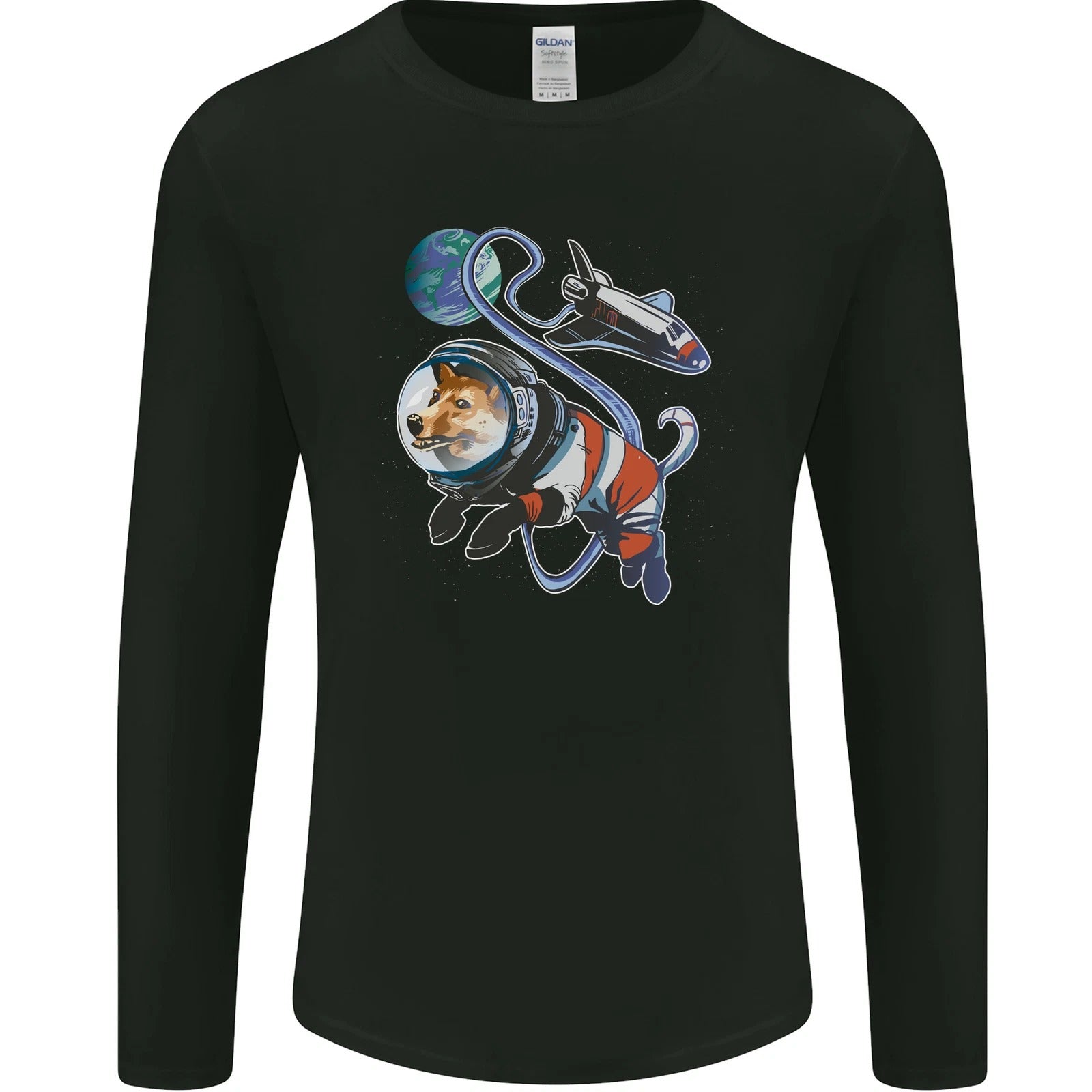 Space Corgi Dog Mens Long Sleeve T-Shirt style 02