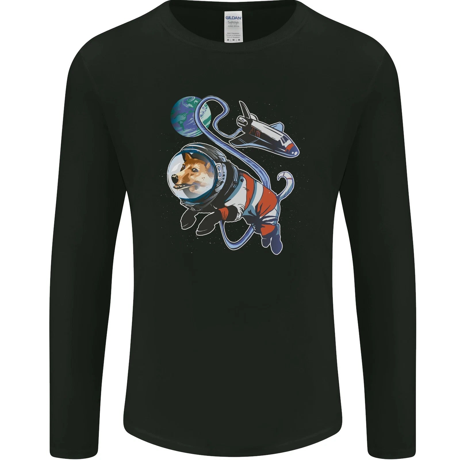 Space Corgi Dog Mens Long Sleeve T-Shirt