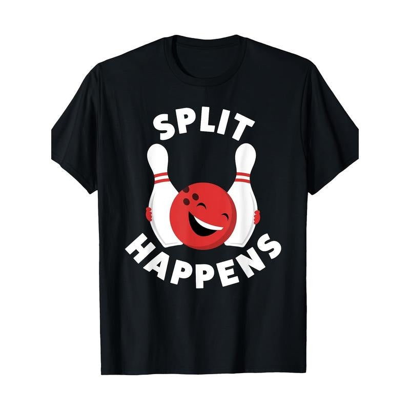 Split Happens Funny Bowling Shirt For Men 100% Cotton T-Shirt made in usa Hoodie, Sweatshirt | PodWearCo.com