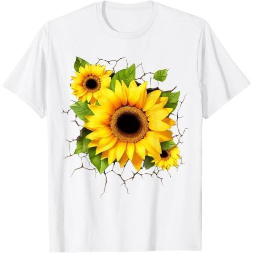 Sunflower Art Leaves Flower Lover Graphic Sunflower T-Shirt Made in USA Hoodie, Sweatshirt | PodWearCo.com