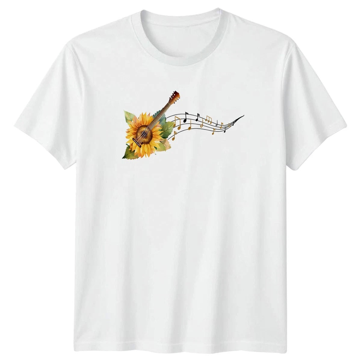 Sunflower Guitar Music Art Design T-Shirt Country Folk Music Nature Birthday