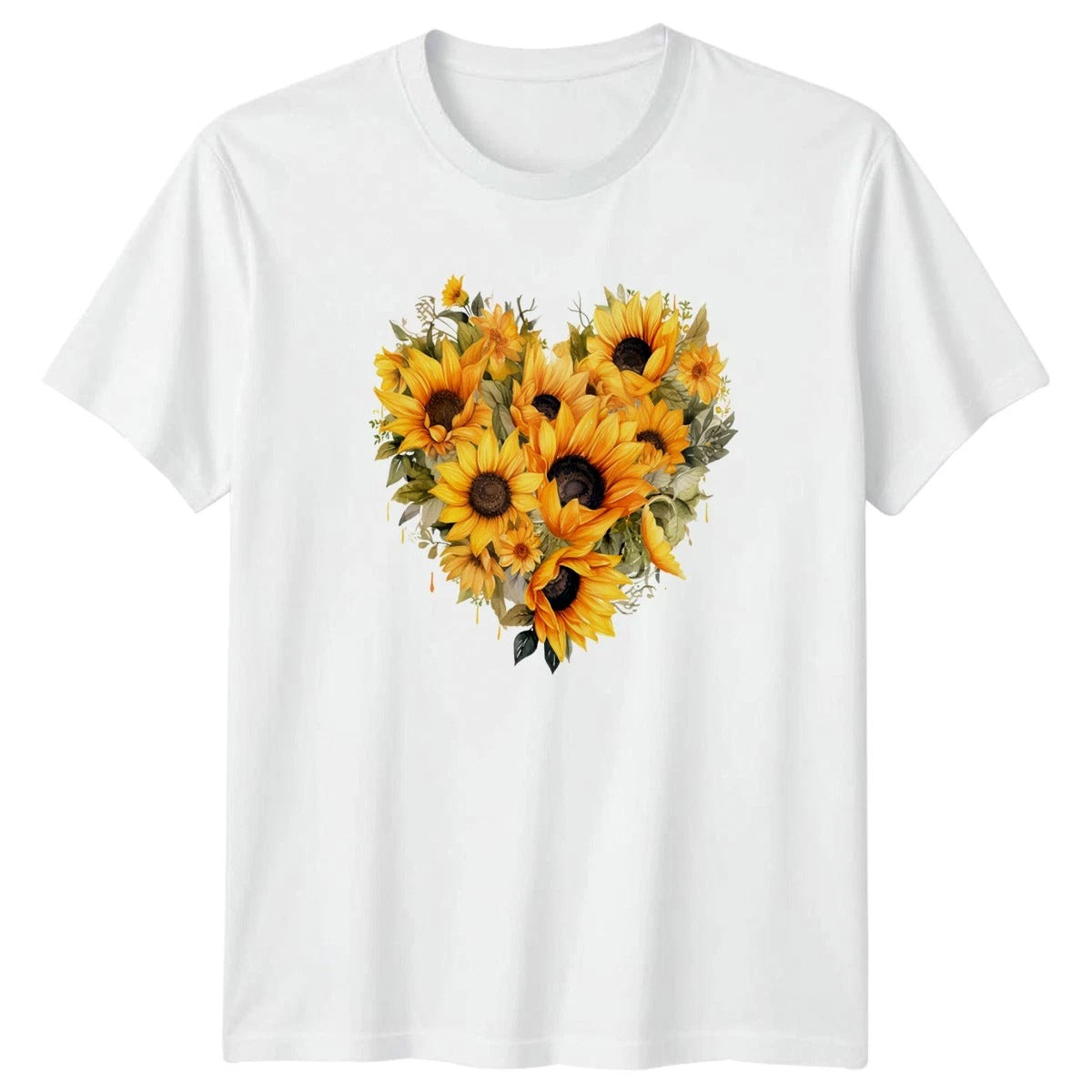 Sunflower Heart Floral Womens T-Shirt Mens Tee Graphic Unisex Top
