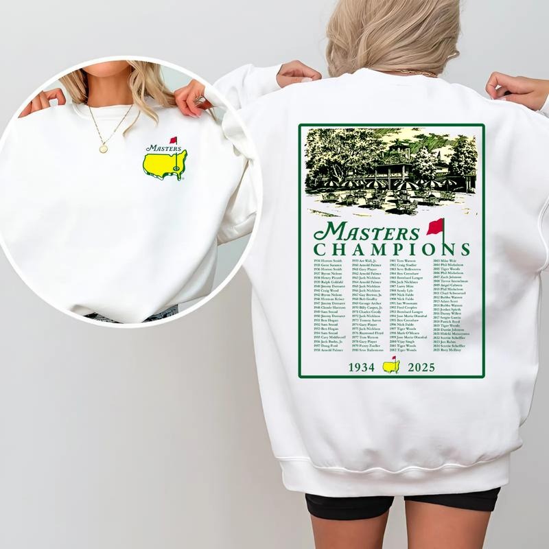 The Masters Champions 2025 Sweatshirt, Retro Golf Tournament Pullover, Vintage Style Augusta National Graphic, Streetwear...