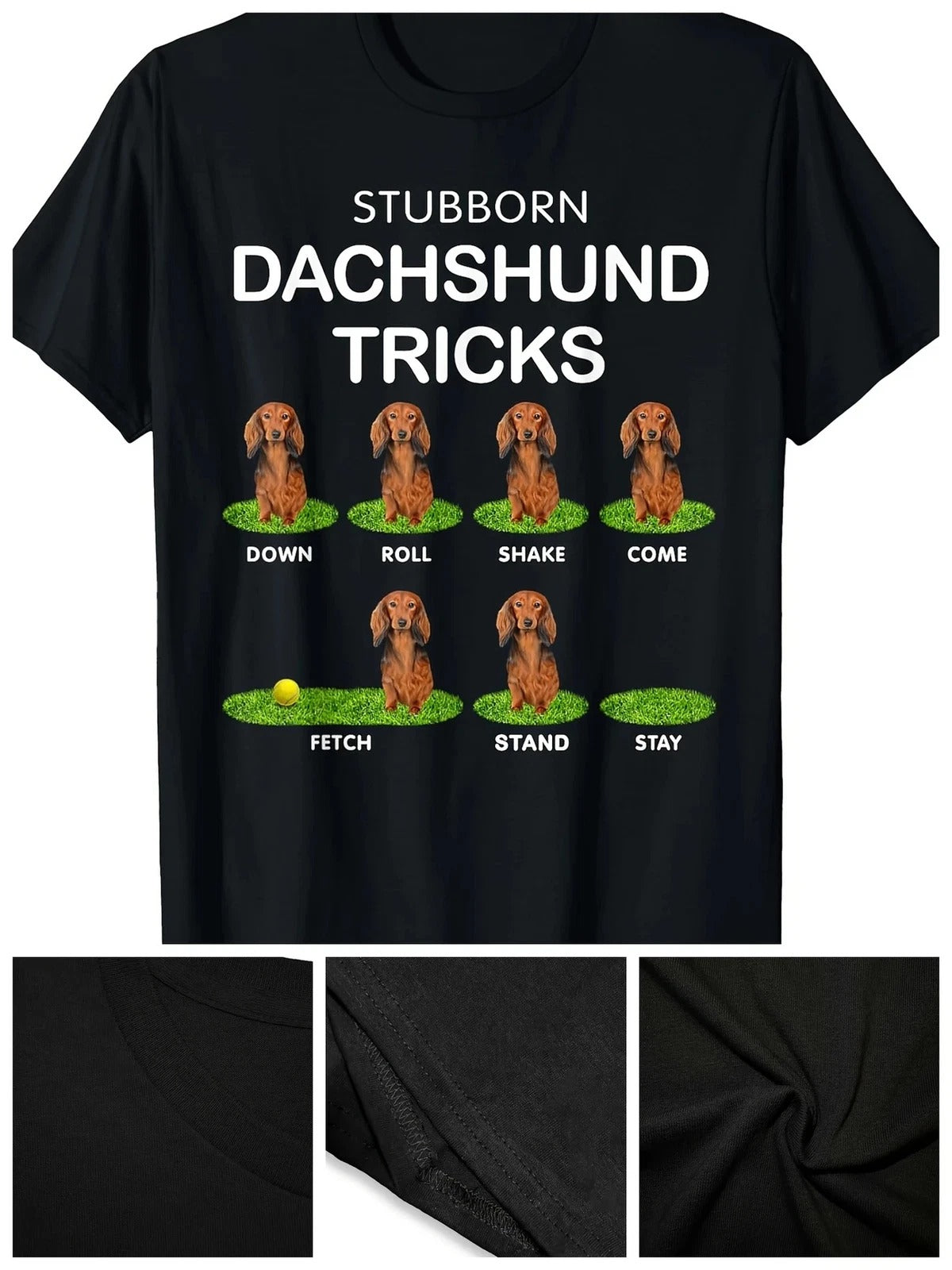 Thick Headed Dog - Funny Long Hair Dachshund For Christmas T-Shirt