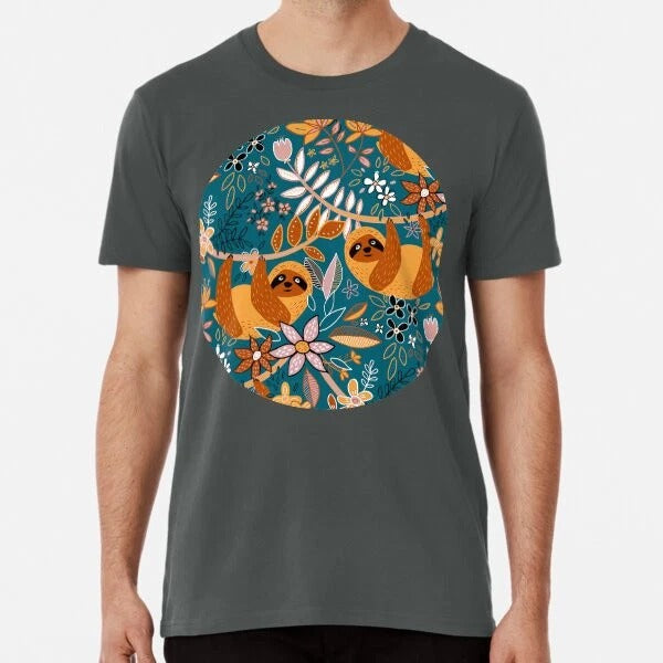 Happy Boho Sloth Floral   S to 5XL Made in the AU/USA T-Shirt