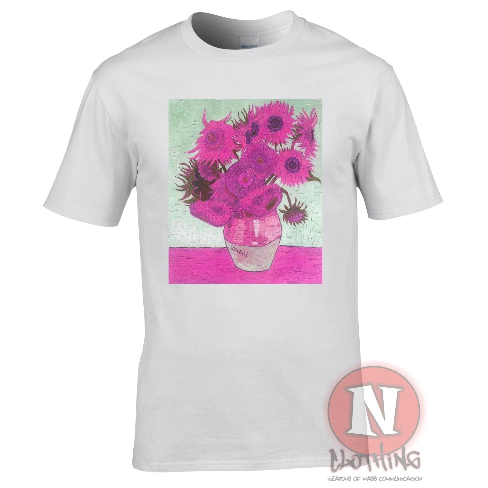 Van Gogh sunflowers vaporwave t-shirt Aesthetic recolourized classic art tshirt