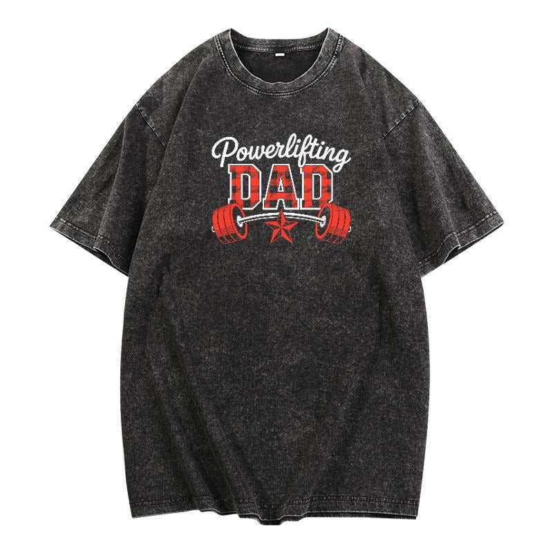 Vintage - Washed Powerlifting Dad Tee: Celebrate Fatherhood and Fitness Heritage Hoodie, Sweatshirt | PodWearCo.com