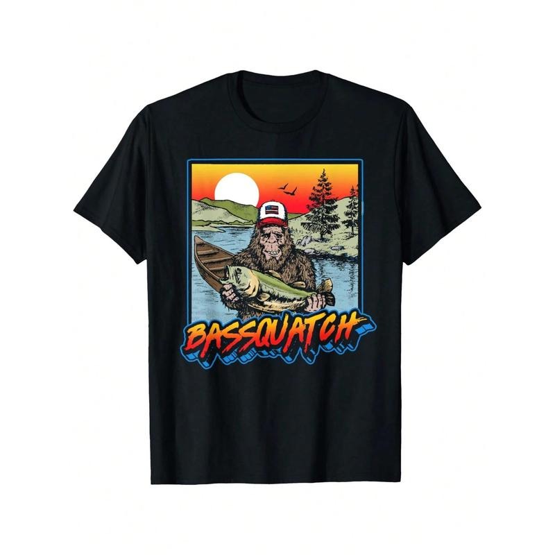 Vintage - aesthetic Outdoor Tee: Stand Out with the "Bassquatch" Design for a Nostalgic and Trendy Appearance Hoodie,...
