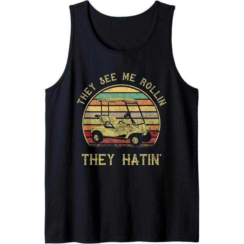 Vintage Golf cart shirt Funny They see me rolling golf cart Tank Top Made in USA Hoodie, Sweatshirt | PodWearCo.com