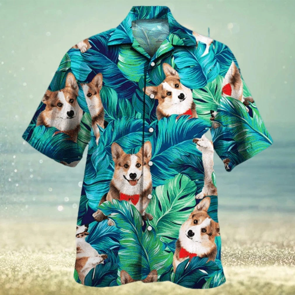 Welsh Corgi Dog Lovers Hawaiian Style For Summertime All Printed 3D Hawaiian Shi