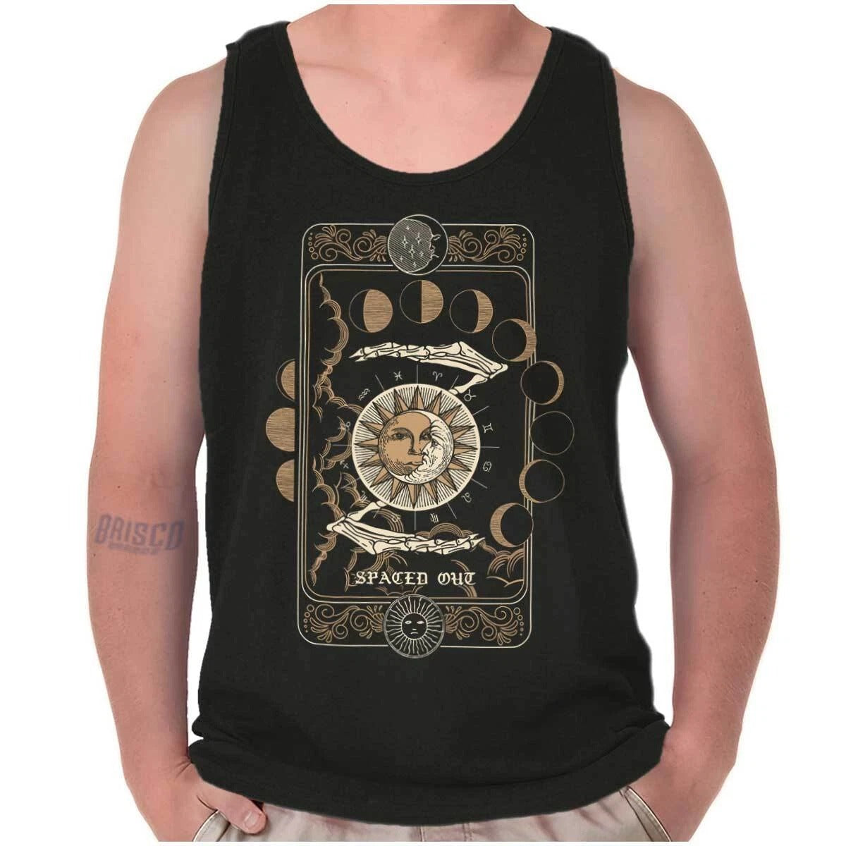 Witchy Spaced Out Celestial Sun Moon Phases Tank Top T Shirts Tees Men Women
