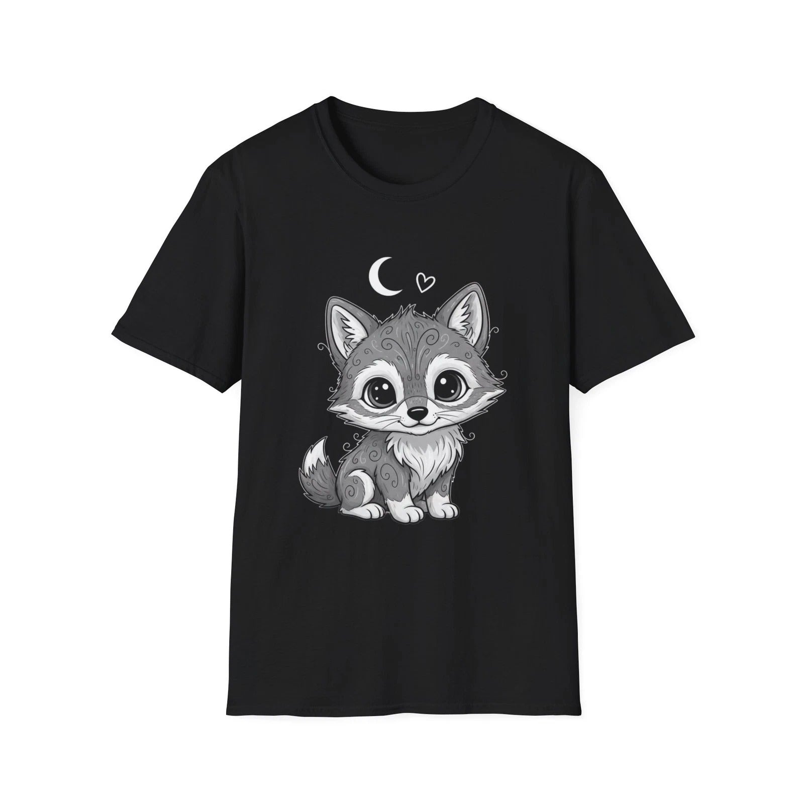 Wolf Moon Cute Kawaii Black Graphic Tee Dark Aesthetic T-Shirt