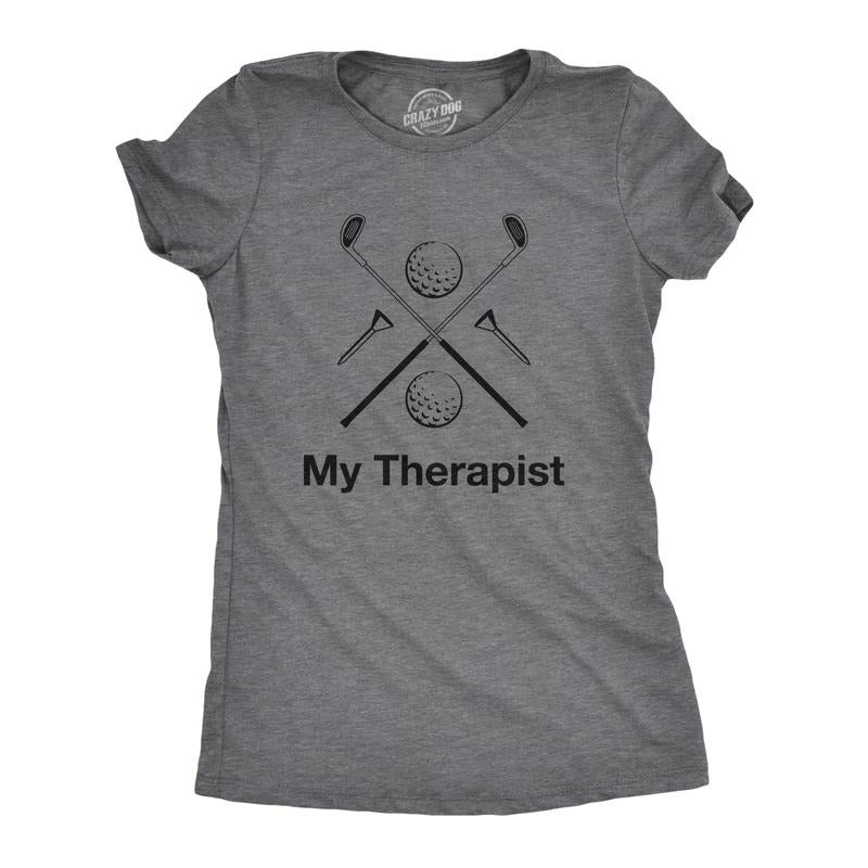 Womens My Therapist Golf T shirt Funny Sports Activity Golfing Graphic Novelty Funny Womens T Shirts Cute Slimming Top...